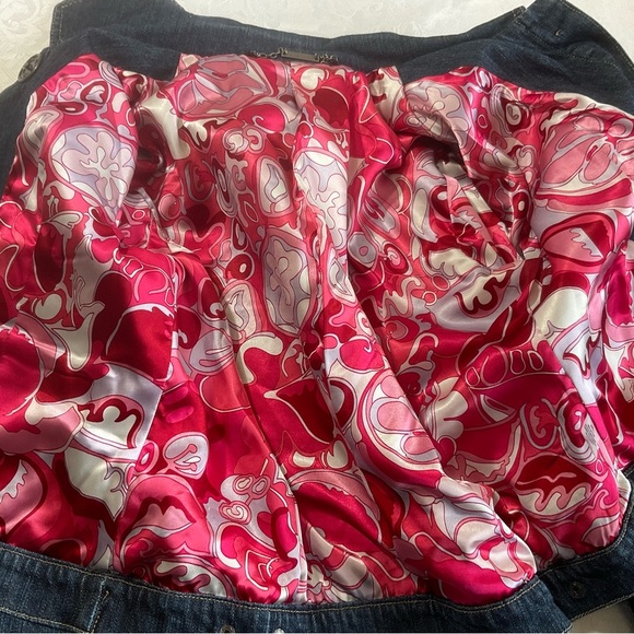 Luii Womens Lined Denim Jacket Jeweled Buttons Size Medium Cropped - Picture 3 of 8